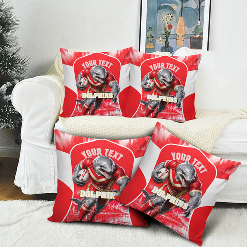 Personalised Dolphins Mascot Rugby Pillow Cover Redcliffe Peninsula Athletic Graphic Print