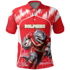 Personalised Dolphins Mascot Rugby Polo Shirt Redcliffe Peninsula Athletic Graphic Print