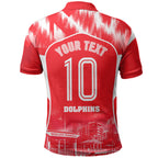 Personalised Dolphins Mascot Rugby Polo Shirt Redcliffe Peninsula Athletic Graphic Print