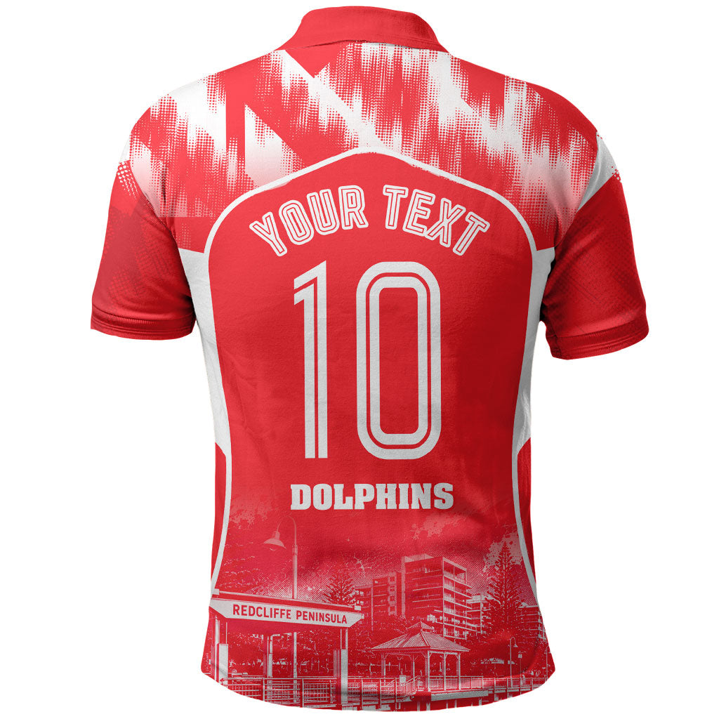 Personalised Dolphins Mascot Rugby Polo Shirt Redcliffe Peninsula Athletic Graphic Print