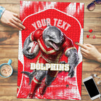 Personalised Dolphins Mascot Rugby Puzzle Redcliffe Peninsula Athletic Graphic Print