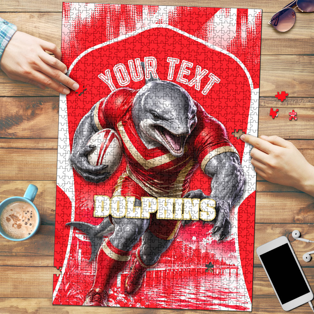 Personalised Dolphins Mascot Rugby Puzzle Redcliffe Peninsula Athletic Graphic Print