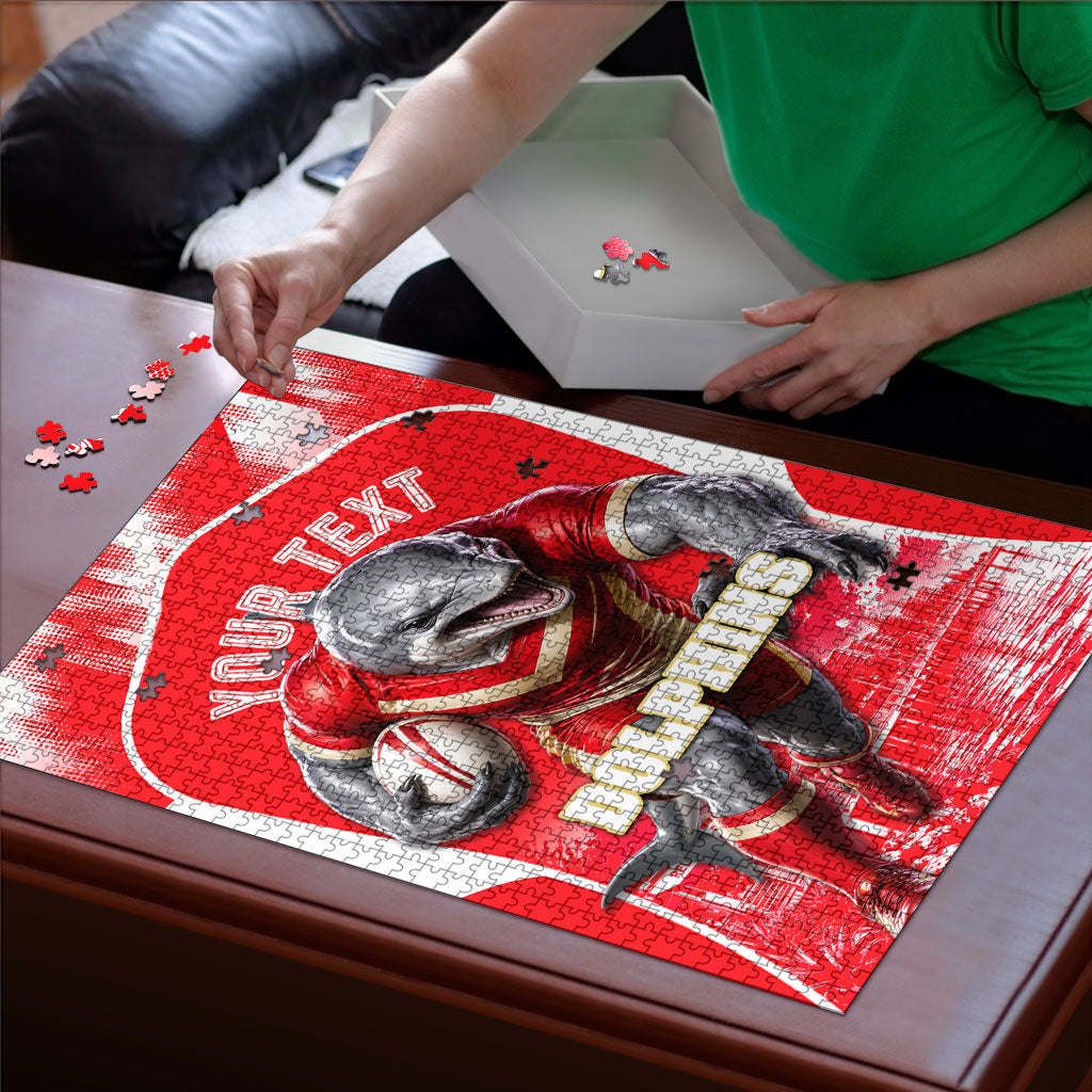 Personalised Dolphins Mascot Rugby Puzzle Redcliffe Peninsula Athletic Graphic Print