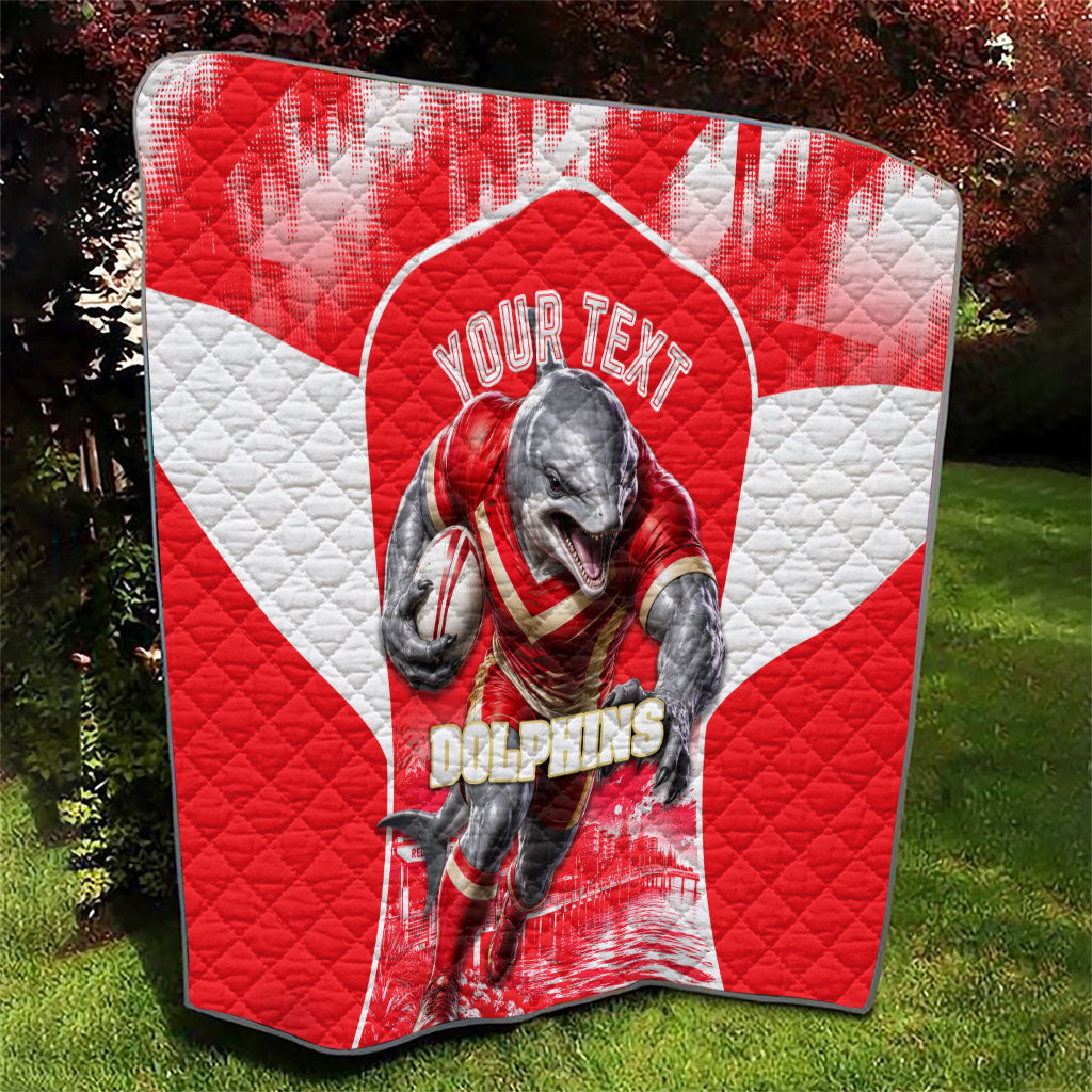 Personalised Dolphins Mascot Rugby Quilt Redcliffe Peninsula Athletic Graphic Print