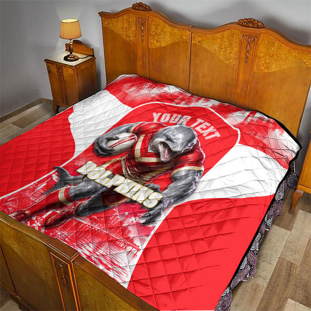Personalised Dolphins Mascot Rugby Quilt Redcliffe Peninsula Athletic Graphic Print