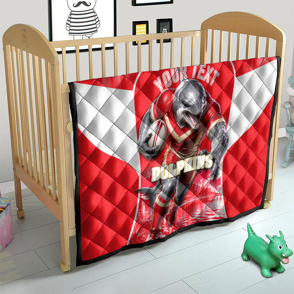 Personalised Dolphins Mascot Rugby Quilt Redcliffe Peninsula Athletic Graphic Print