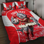 Personalised Dolphins Mascot Rugby Quilt Bed Set Redcliffe Peninsula Athletic Graphic Print