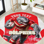 Personalised Dolphins Mascot Rugby Round Carpet Redcliffe Peninsula Athletic Graphic Print