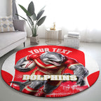 Personalised Dolphins Mascot Rugby Round Carpet Redcliffe Peninsula Athletic Graphic Print