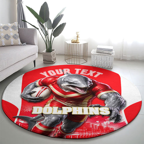 Personalised Dolphins Mascot Rugby Round Carpet Redcliffe Peninsula Athletic Graphic Print