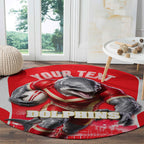 Personalised Dolphins Mascot Rugby Round Carpet Redcliffe Peninsula Athletic Graphic Print