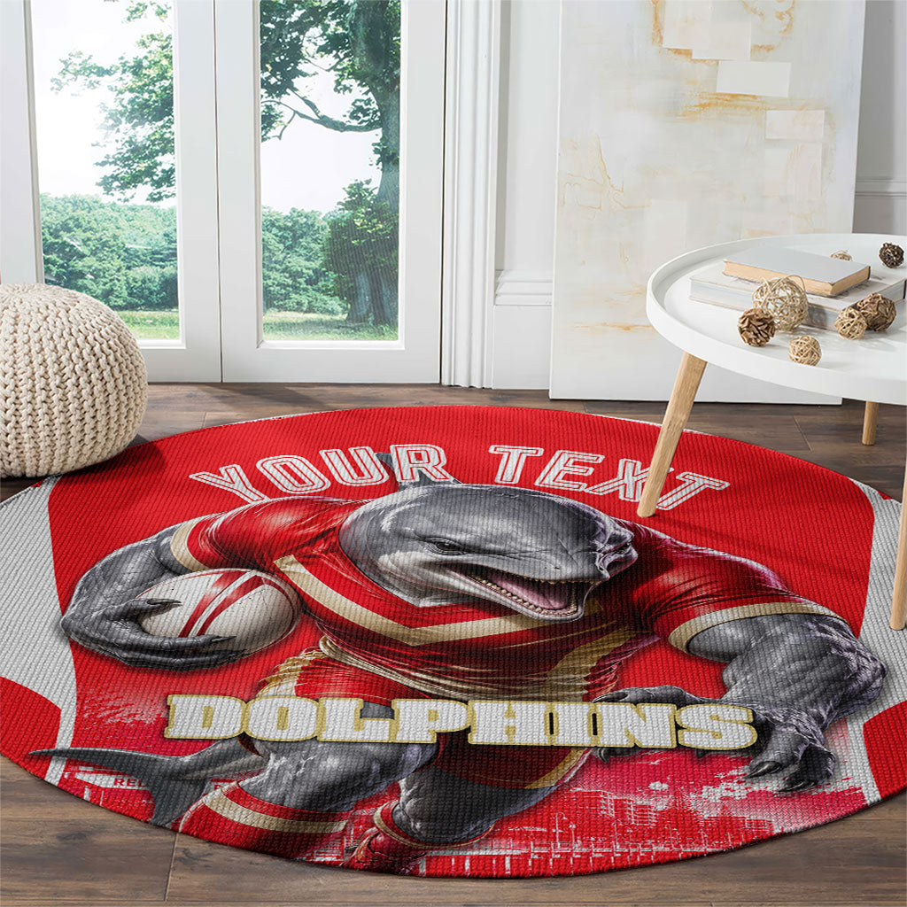 Personalised Dolphins Mascot Rugby Round Carpet Redcliffe Peninsula Athletic Graphic Print