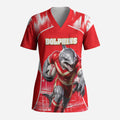 Personalised Dolphins Mascot Rugby Scrub Top Redcliffe Peninsula Athletic Graphic Print