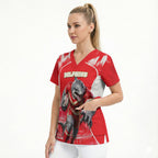Personalised Dolphins Mascot Rugby Scrub Top Redcliffe Peninsula Athletic Graphic Print