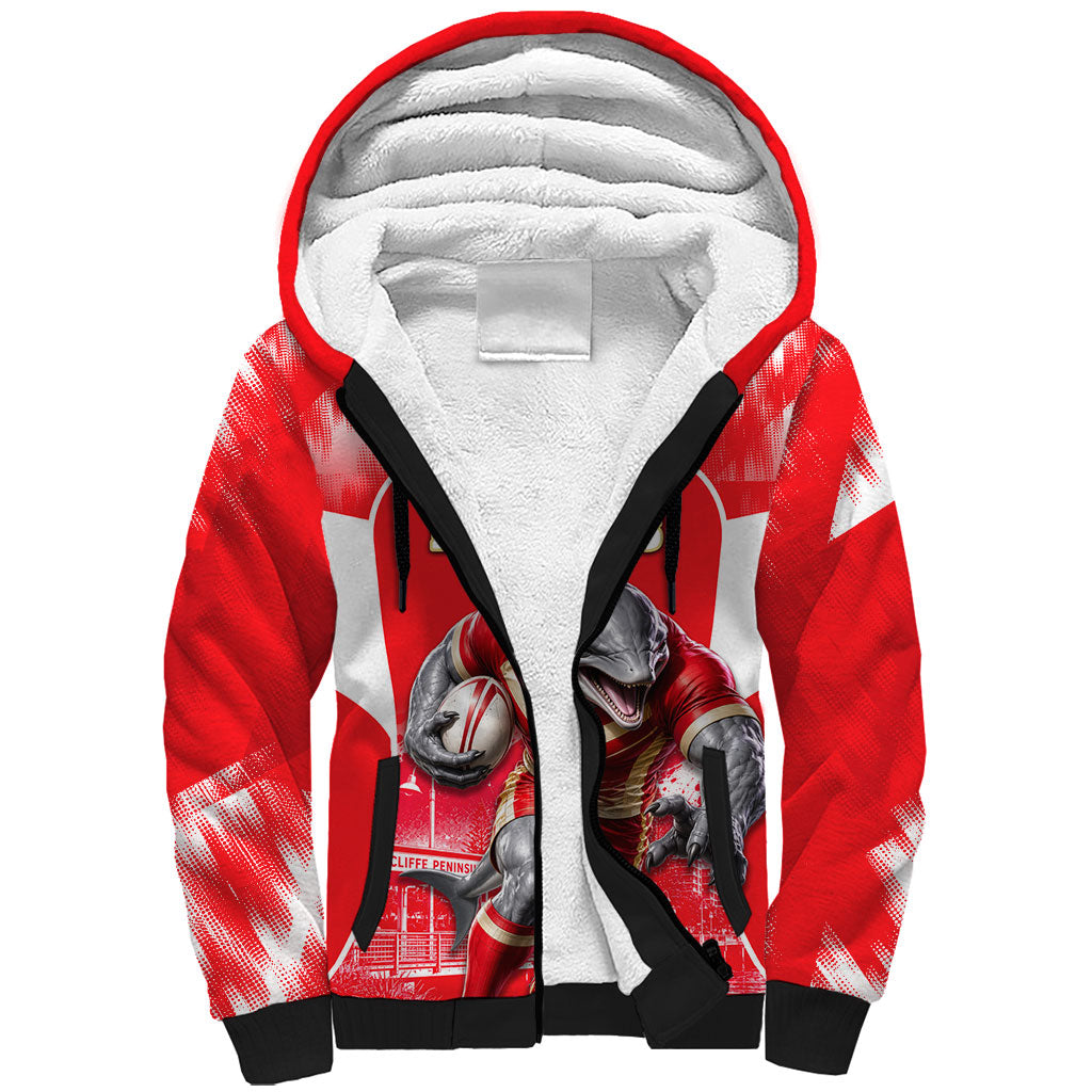 Personalised Dolphins Mascot Rugby Sherpa Hoodie Redcliffe Peninsula Athletic Graphic Print