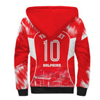 Personalised Dolphins Mascot Rugby Sherpa Hoodie Redcliffe Peninsula Athletic Graphic Print