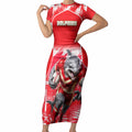 Personalised Dolphins Mascot Rugby Short Sleeve Bodycon Dress Redcliffe Peninsula Athletic Graphic Print