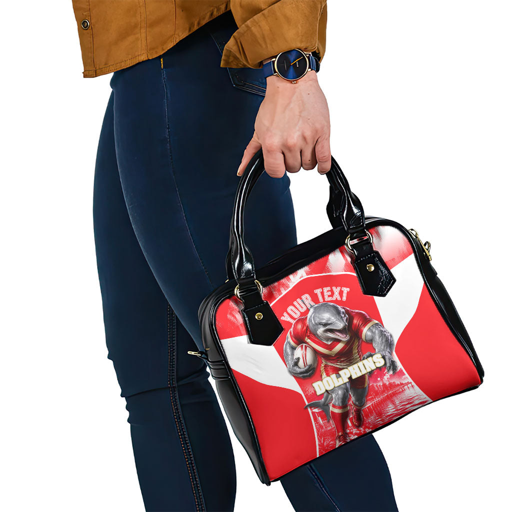 Personalised Dolphins Mascot Rugby Shoulder Handbag Redcliffe Peninsula Athletic Graphic Print