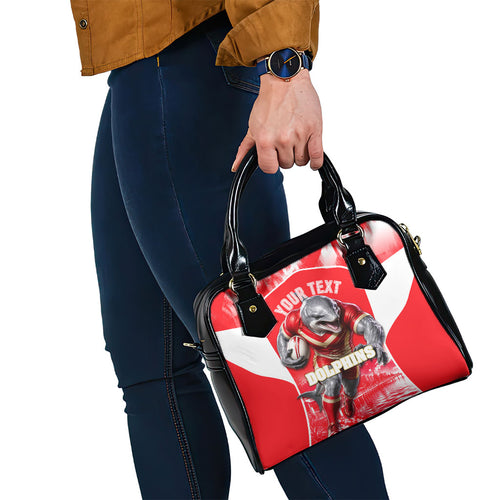 Personalised Dolphins Mascot Rugby Shoulder Handbag Redcliffe Peninsula Athletic Graphic Print