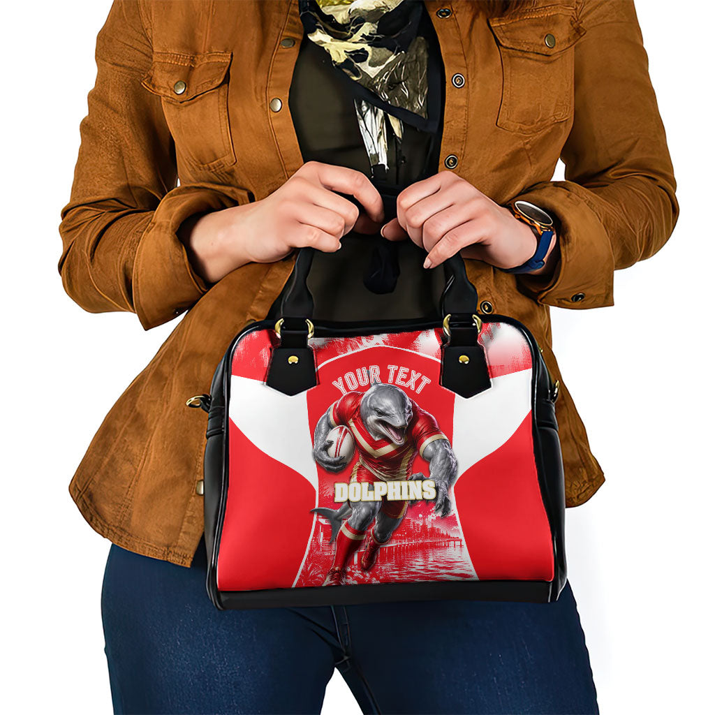 Personalised Dolphins Mascot Rugby Shoulder Handbag Redcliffe Peninsula Athletic Graphic Print