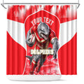 Personalised Dolphins Mascot Rugby Shower Curtain Redcliffe Peninsula Athletic Graphic Print