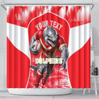 Personalised Dolphins Mascot Rugby Shower Curtain Redcliffe Peninsula Athletic Graphic Print