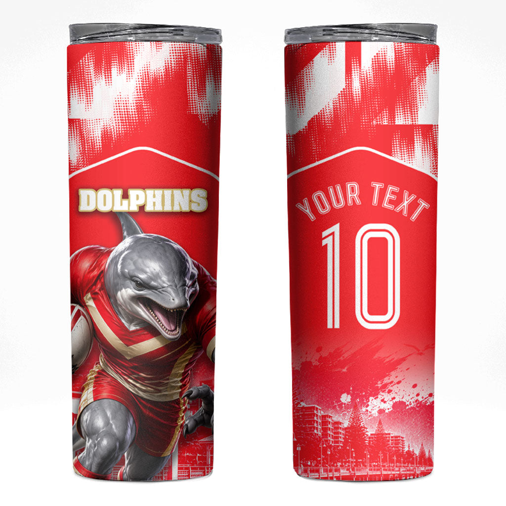 Personalised Dolphins Mascot Rugby Skinny Tumbler Redcliffe Peninsula Athletic Graphic Print