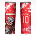 Personalised Dolphins Mascot Rugby Skinny Tumbler Redcliffe Peninsula Athletic Graphic Print