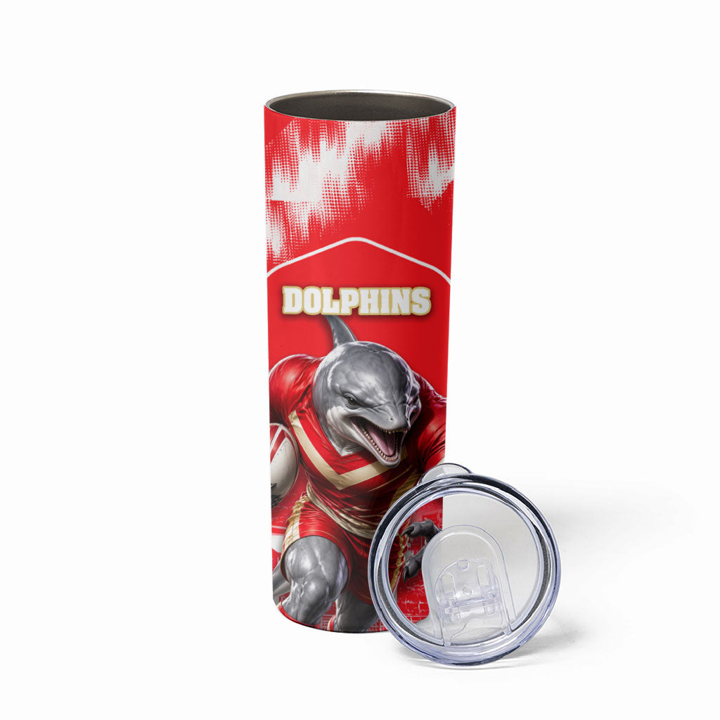 Personalised Dolphins Mascot Rugby Skinny Tumbler Redcliffe Peninsula Athletic Graphic Print