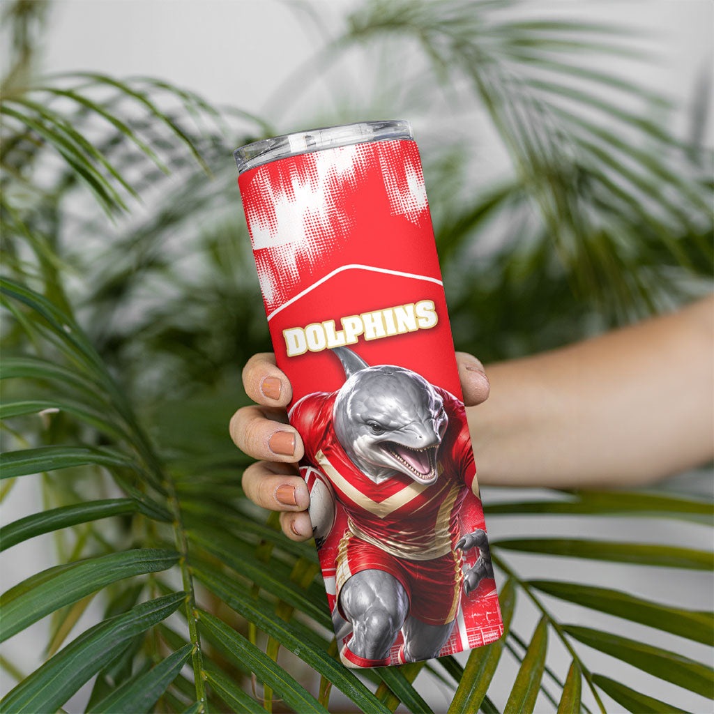 Personalised Dolphins Mascot Rugby Skinny Tumbler Redcliffe Peninsula Athletic Graphic Print