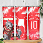 Personalised Dolphins Mascot Rugby Skinny Tumbler Redcliffe Peninsula Athletic Graphic Print