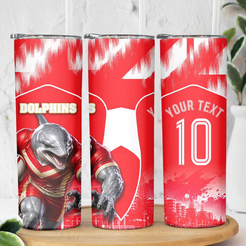 Personalised Dolphins Mascot Rugby Skinny Tumbler Redcliffe Peninsula Athletic Graphic Print