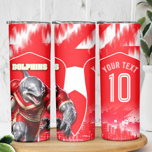 Personalised Dolphins Mascot Rugby Skinny Tumbler Redcliffe Peninsula Athletic Graphic Print