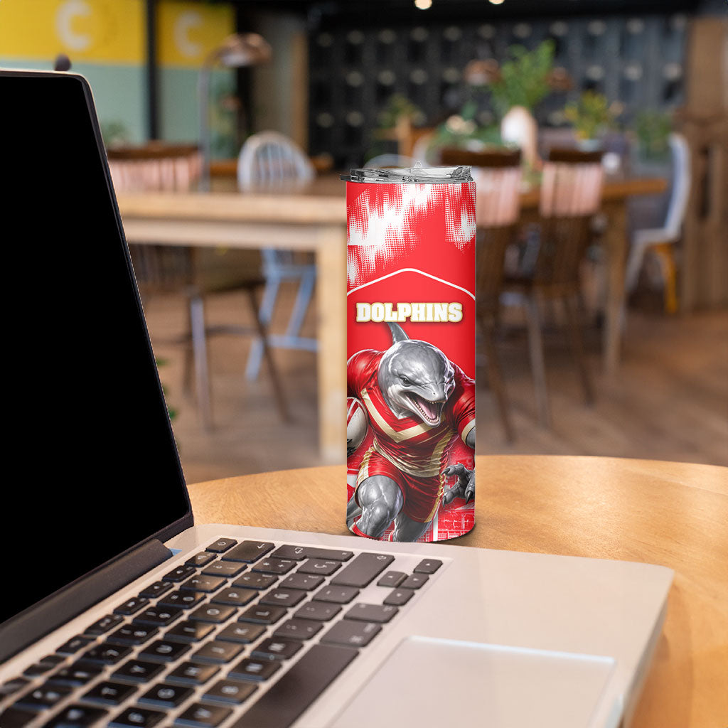 Personalised Dolphins Mascot Rugby Skinny Tumbler Redcliffe Peninsula Athletic Graphic Print