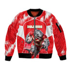 Personalised Dolphins Mascot Rugby Sleeve Zip Bomber Jacket Redcliffe Peninsula Athletic Graphic Print
