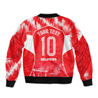 Personalised Dolphins Mascot Rugby Sleeve Zip Bomber Jacket Redcliffe Peninsula Athletic Graphic Print