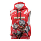 Personalised Dolphins Mascot Rugby Sleeveless Hoodie Redcliffe Peninsula Athletic Graphic Print