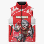 Personalised Dolphins Mascot Rugby Sleeveless Puffer Jacket Redcliffe Peninsula Athletic Graphic Print