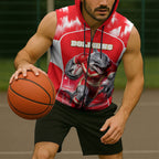 Personalised Dolphins Mascot Rugby Sleeveless Zip Hoodie Redcliffe Peninsula Athletic Graphic Print