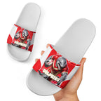 Personalised Dolphins Mascot Rugby Slide Sandals Redcliffe Peninsula Athletic Graphic Print