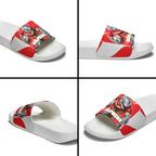 Personalised Dolphins Mascot Rugby Slide Sandals Redcliffe Peninsula Athletic Graphic Print