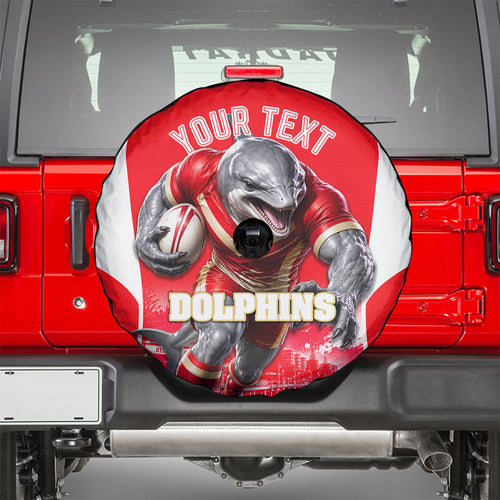 Personalised Dolphins Mascot Rugby Spare Tire Cover Redcliffe Peninsula Athletic Graphic Print