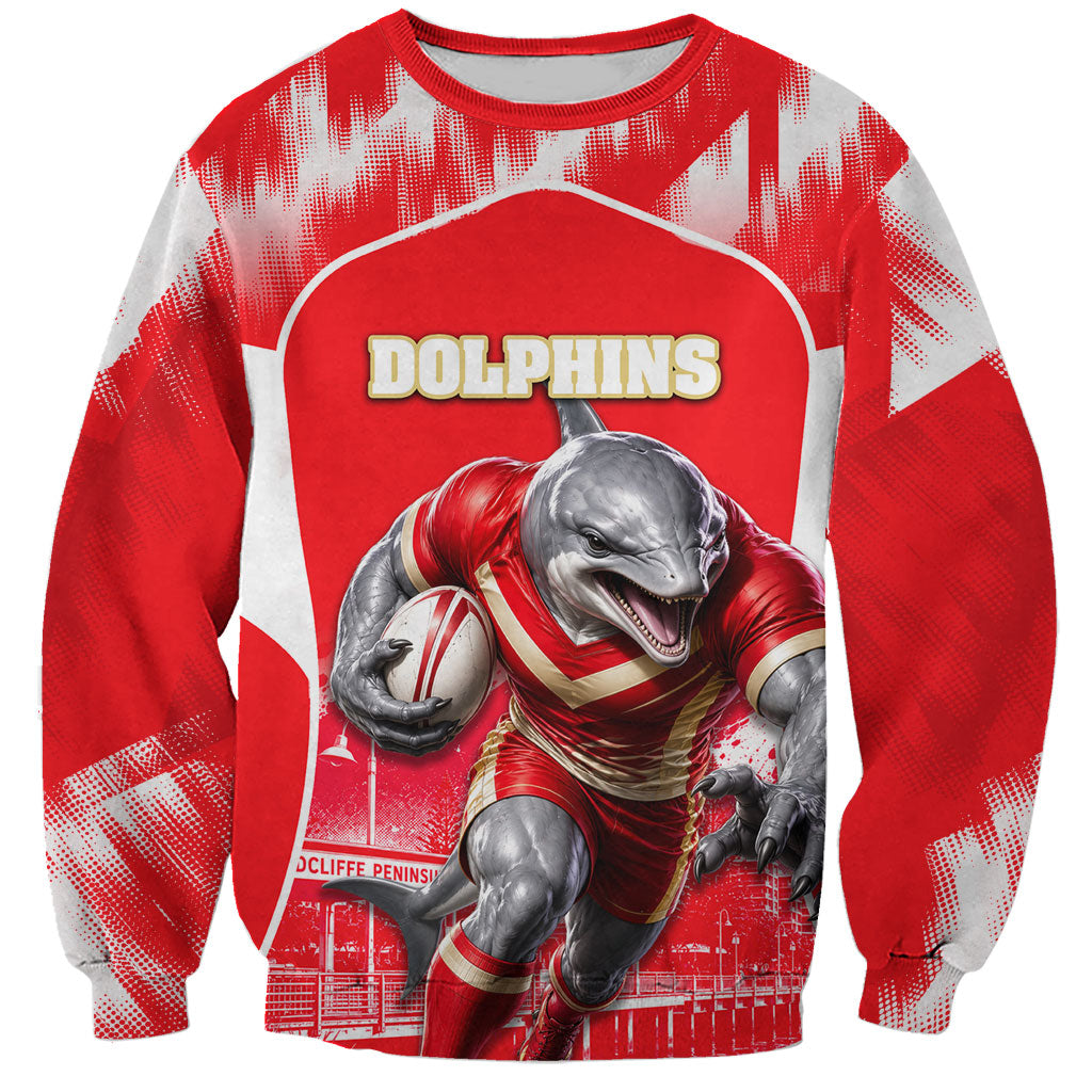 Personalised Dolphins Mascot Rugby Sweatshirt Redcliffe Peninsula Athletic Graphic Print