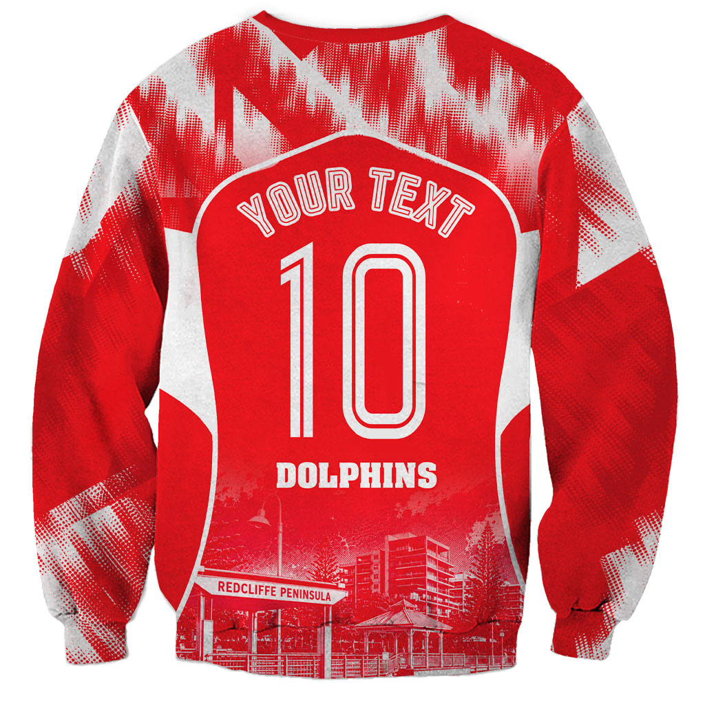 Personalised Dolphins Mascot Rugby Sweatshirt Redcliffe Peninsula Athletic Graphic Print