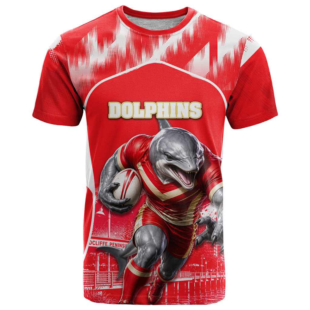 Personalised Dolphins Mascot Rugby T Shirt Redcliffe Peninsula Athletic Graphic Print