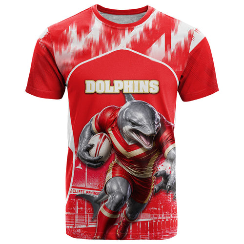Personalised Dolphins Mascot Rugby T Shirt Redcliffe Peninsula Athletic Graphic Print