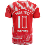 Personalised Dolphins Mascot Rugby T Shirt Redcliffe Peninsula Athletic Graphic Print