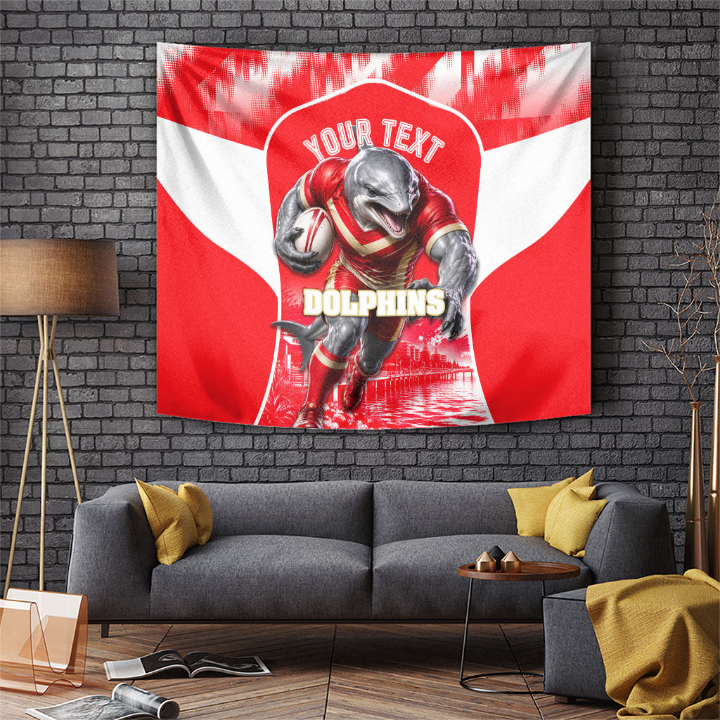 Personalised Dolphins Mascot Rugby Tapestry Redcliffe Peninsula Athletic Graphic Print