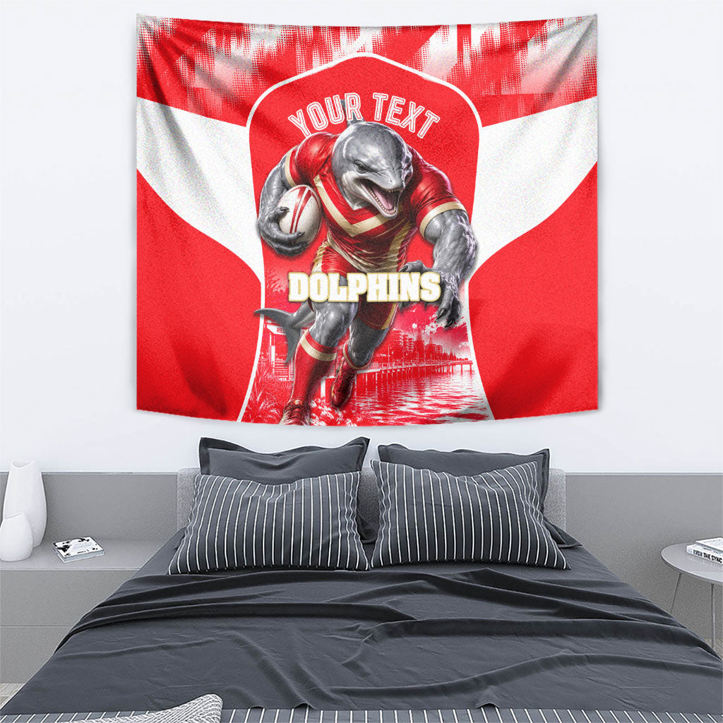 Personalised Dolphins Mascot Rugby Tapestry Redcliffe Peninsula Athletic Graphic Print