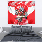 Personalised Dolphins Mascot Rugby Tapestry Redcliffe Peninsula Athletic Graphic Print